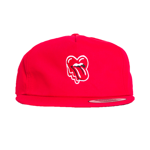 Tongue Heart 5-Panel Hat, Red